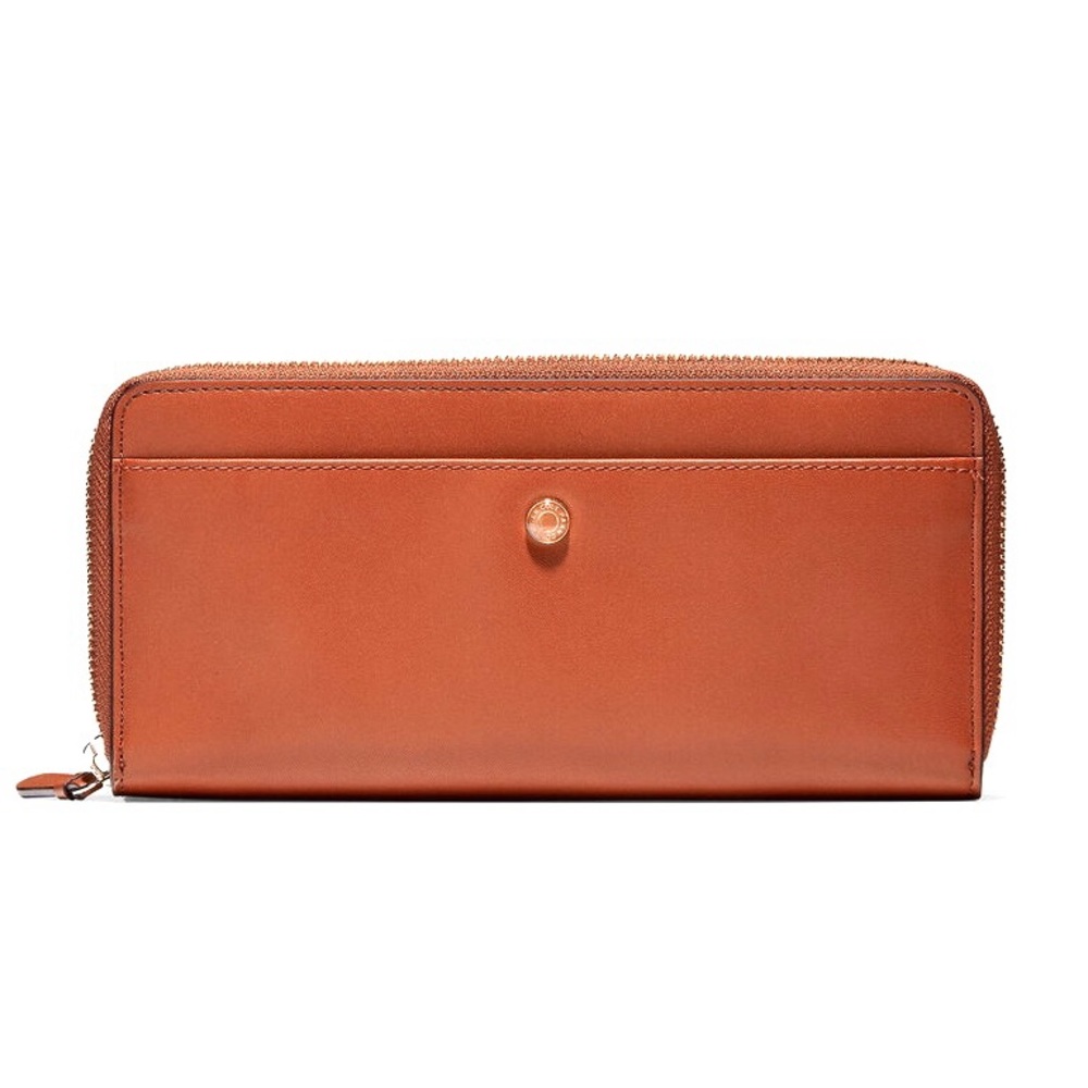 Cole Haan GRANDSERIES Continental Wallet British Tan Pebbled Leather Like New